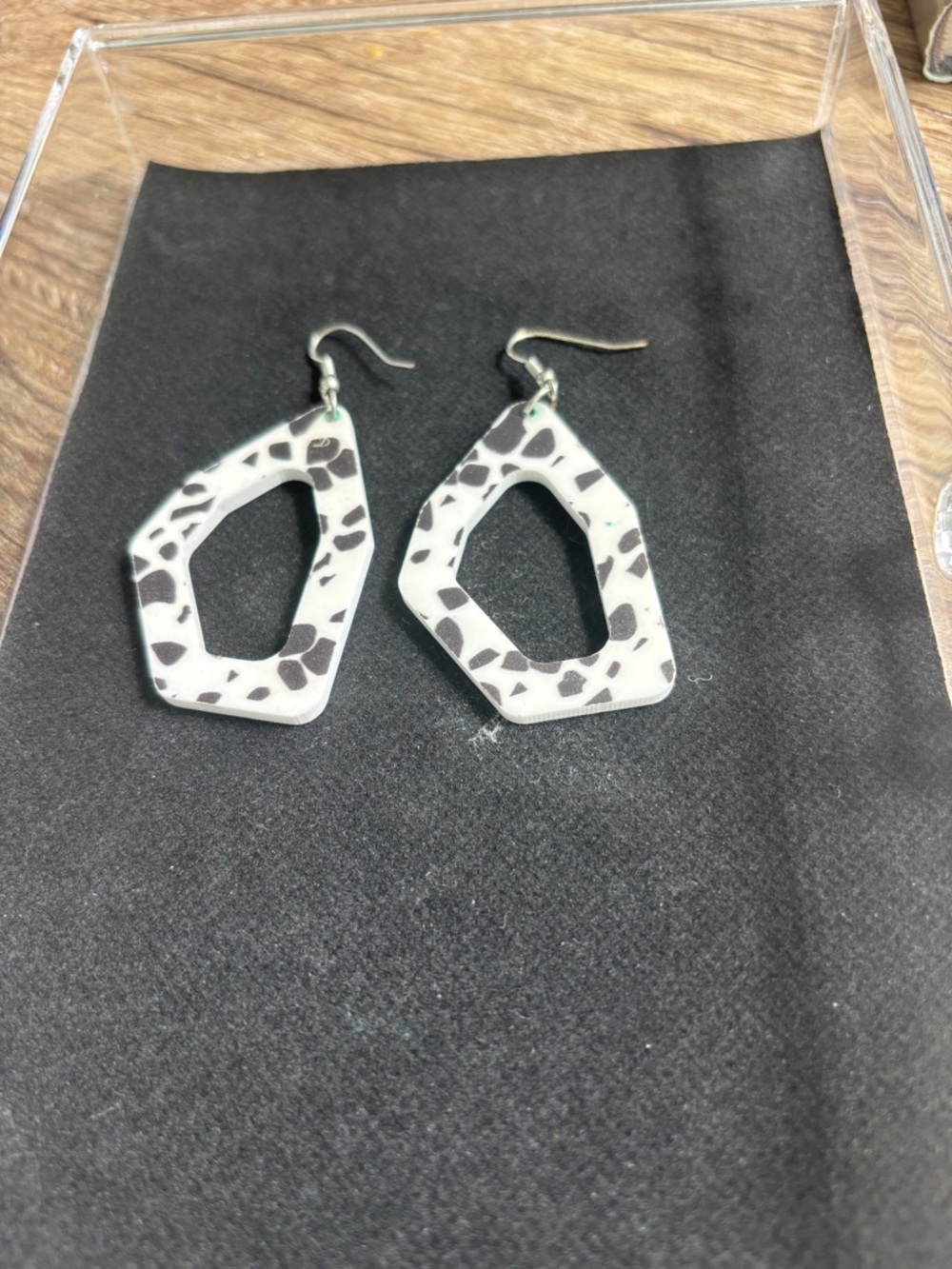 Black and White Geometric Drop Earrings by